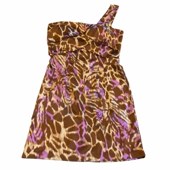 Modcloth Ixia Giraffe Print One Shoulder Mini Medium - Picture 2 of 8
